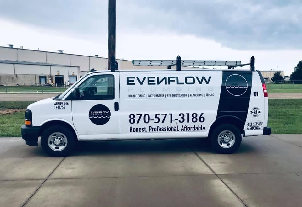The fully wrapped Evenflow Plumbing service van